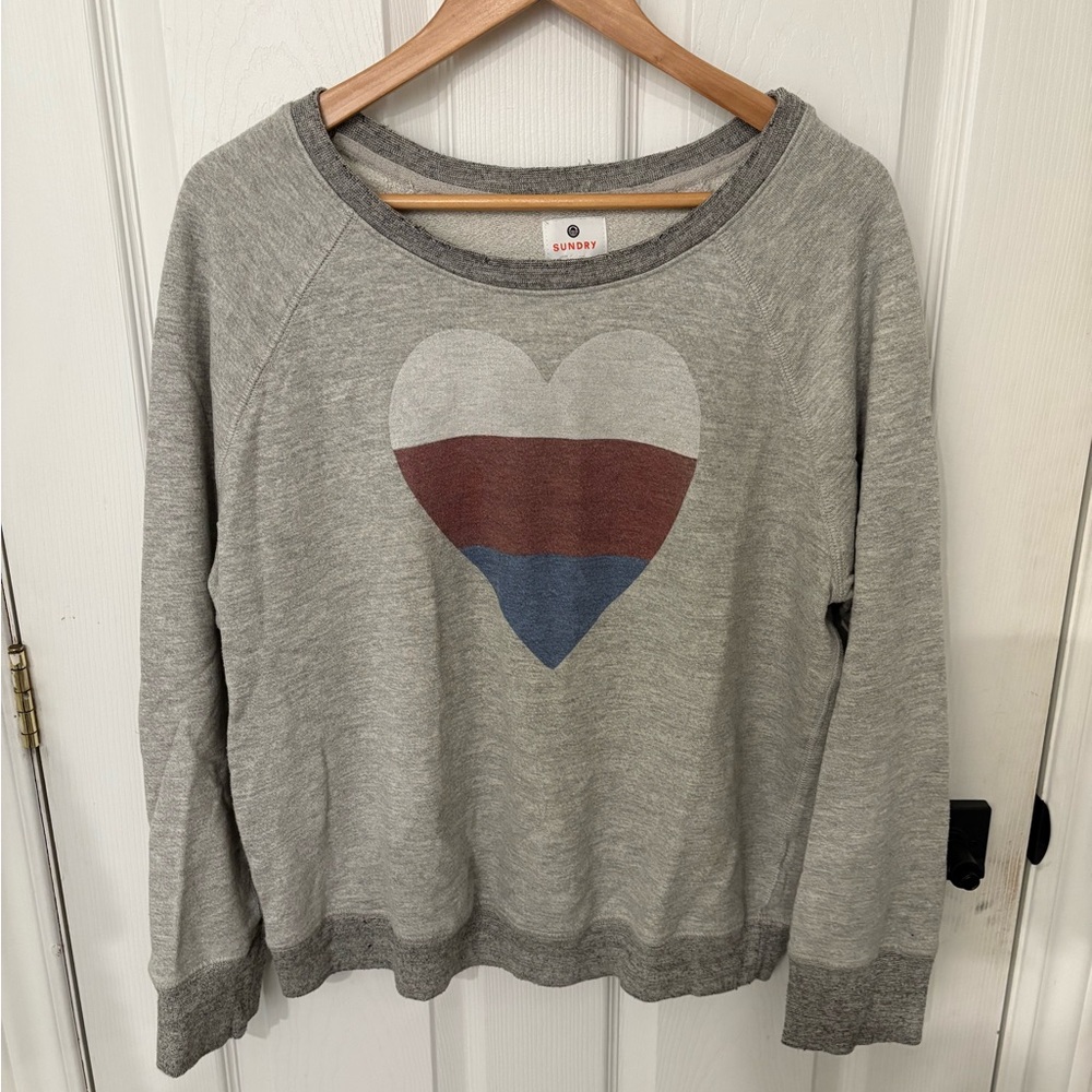Sundry Gray Heart Sweater